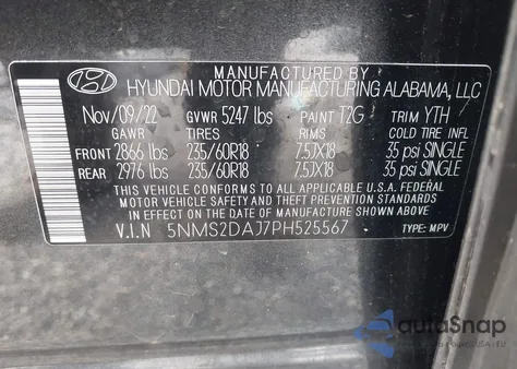 2023 Hyundai Santa Fe Sel from USA, damaged, VIN 5NMS2DAJ7PH525567